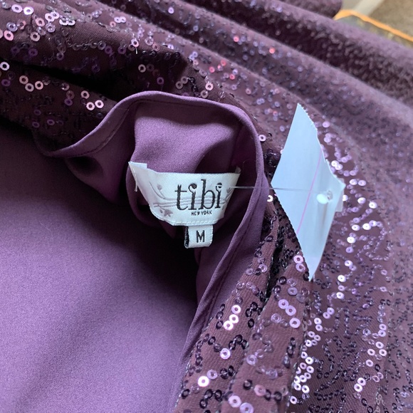 Purple Sequin Drape Lowback Dress - Tibi - Picture 6 of 8